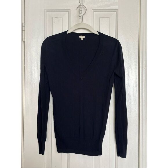 women's J. Crew 100% cotton V-neck sweater navy size XXS - Picture 4 of 8